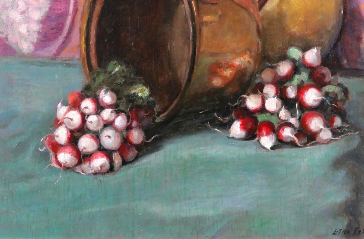 Constant Stan Peet 1888-1966 Still Life With Radishes, Painting-photo-4