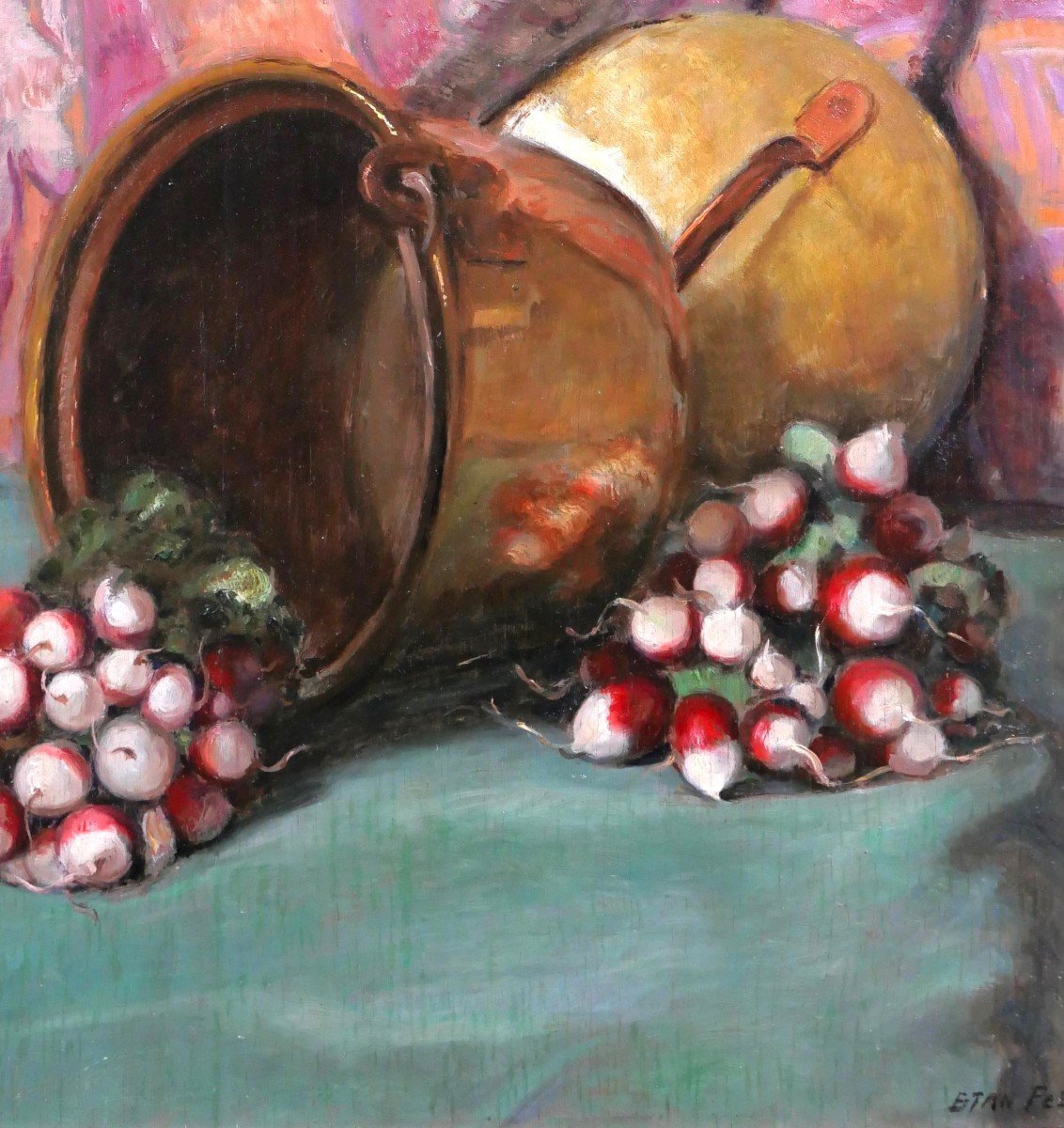 Constant Stan Peet 1888-1966 Still Life With Radishes, Painting-photo-3