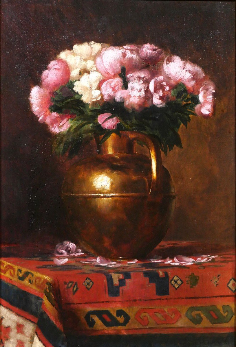 Guillaume ALAUX 1856-1912 Nature morte de fleurs (pivoines), tableau, vers 1890-1900