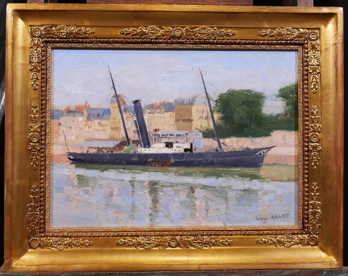 Georges Maigret 1846-1929 Trouville, le bateau du Havre, tableau, vers 1880-90, Normandie-photo-2