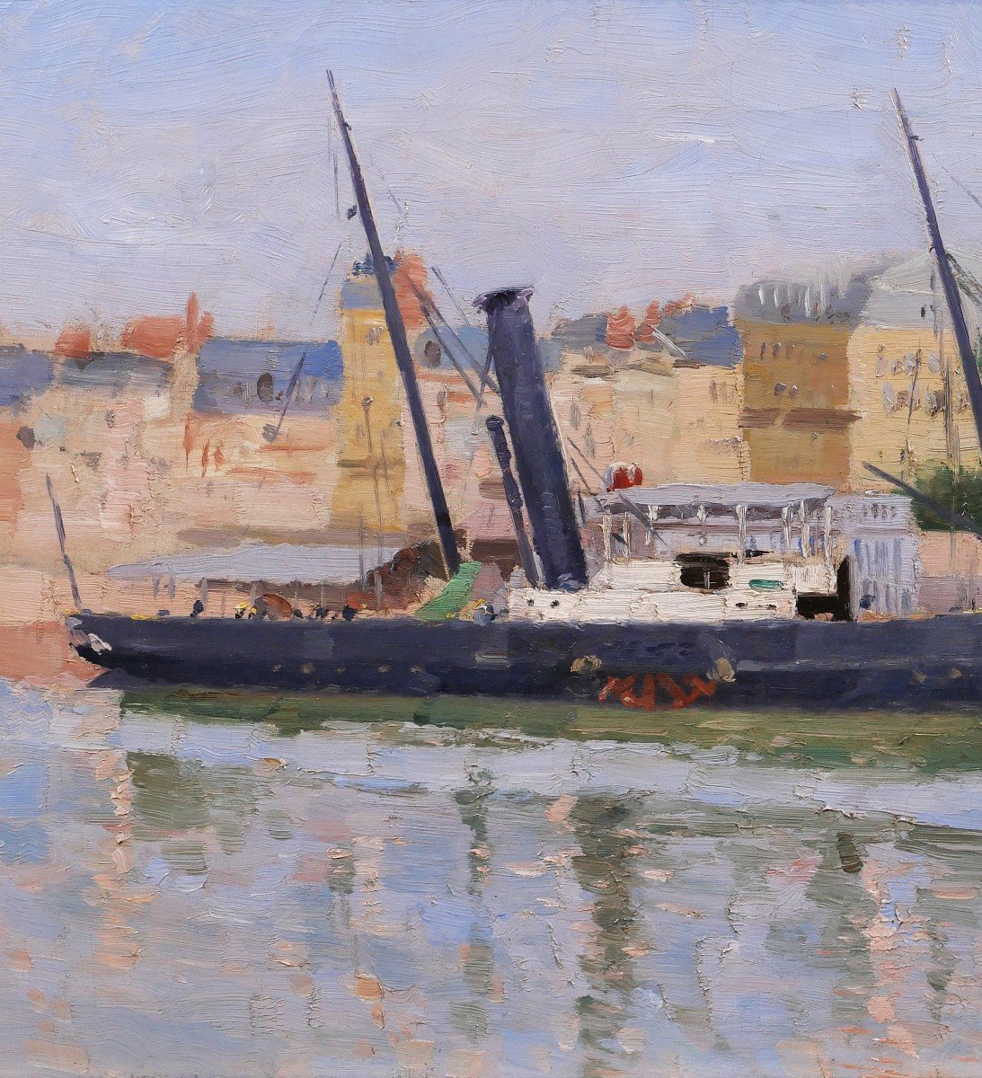 Georges Maigret 1846-1929 Trouville, The Boat Of Le Havre, Painting, Circa 1880-90, Normandy-photo-3