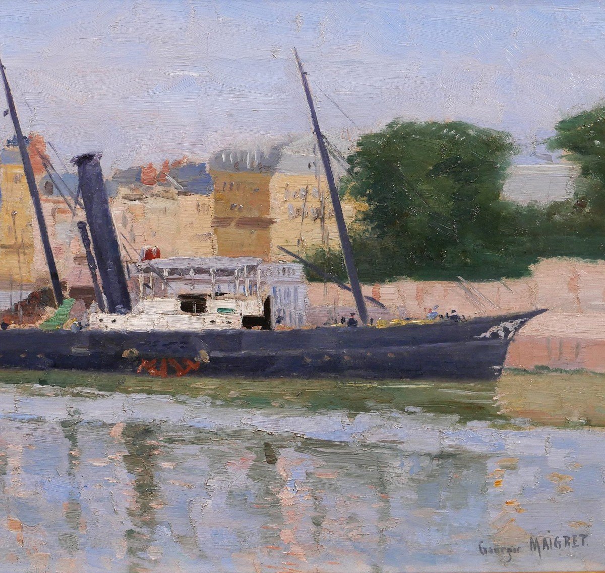 Georges Maigret 1846-1929 Trouville, le bateau du Havre, tableau, vers 1880-90, Normandie-photo-4