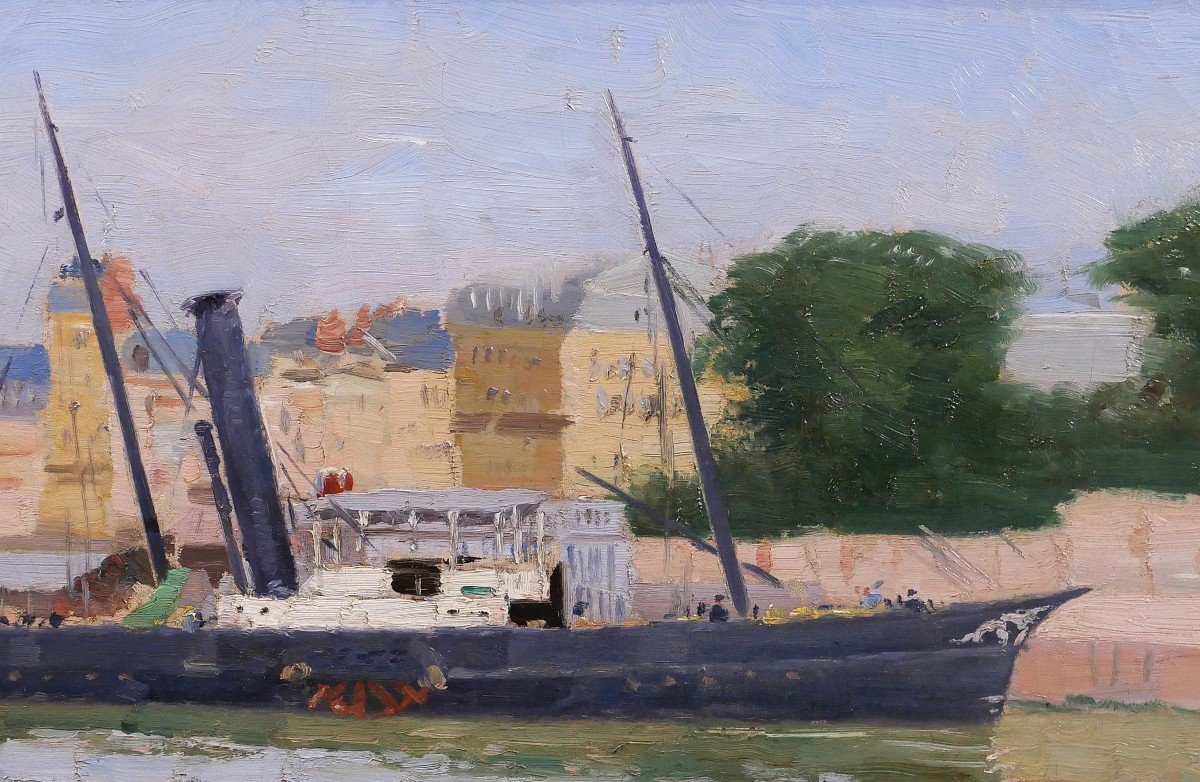 Georges Maigret 1846-1929 Trouville, The Boat Of Le Havre, Painting, Circa 1880-90, Normandy-photo-2