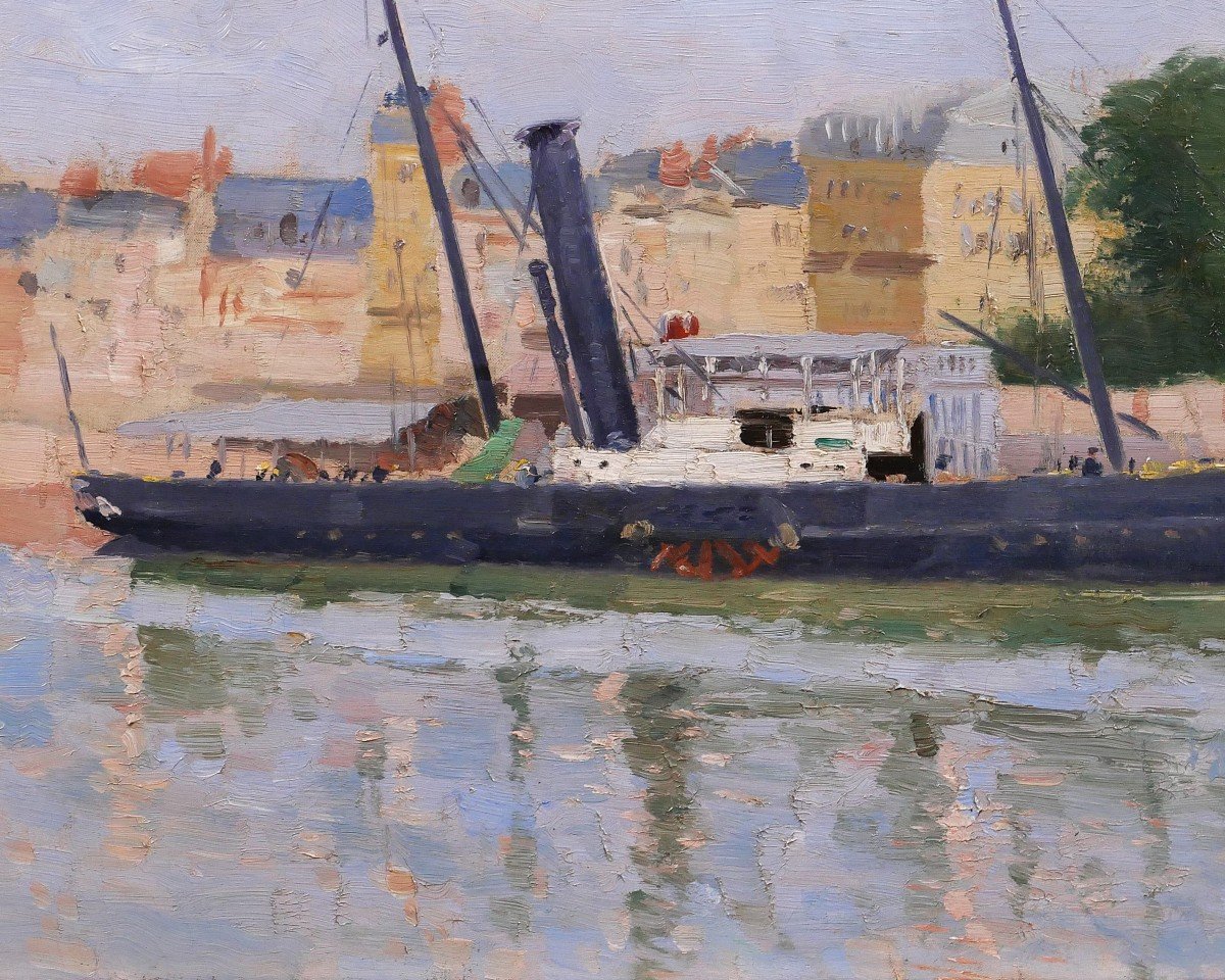 Georges Maigret 1846-1929 Trouville, The Boat Of Le Havre, Painting, Circa 1880-90, Normandy-photo-4