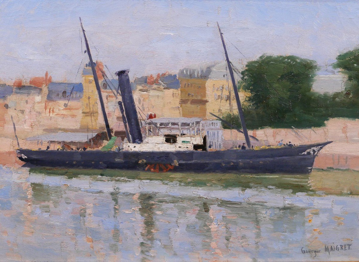 Georges Maigret 1846-1929 Trouville, The Boat Of Le Havre, Painting, Circa 1880-90, Normandy