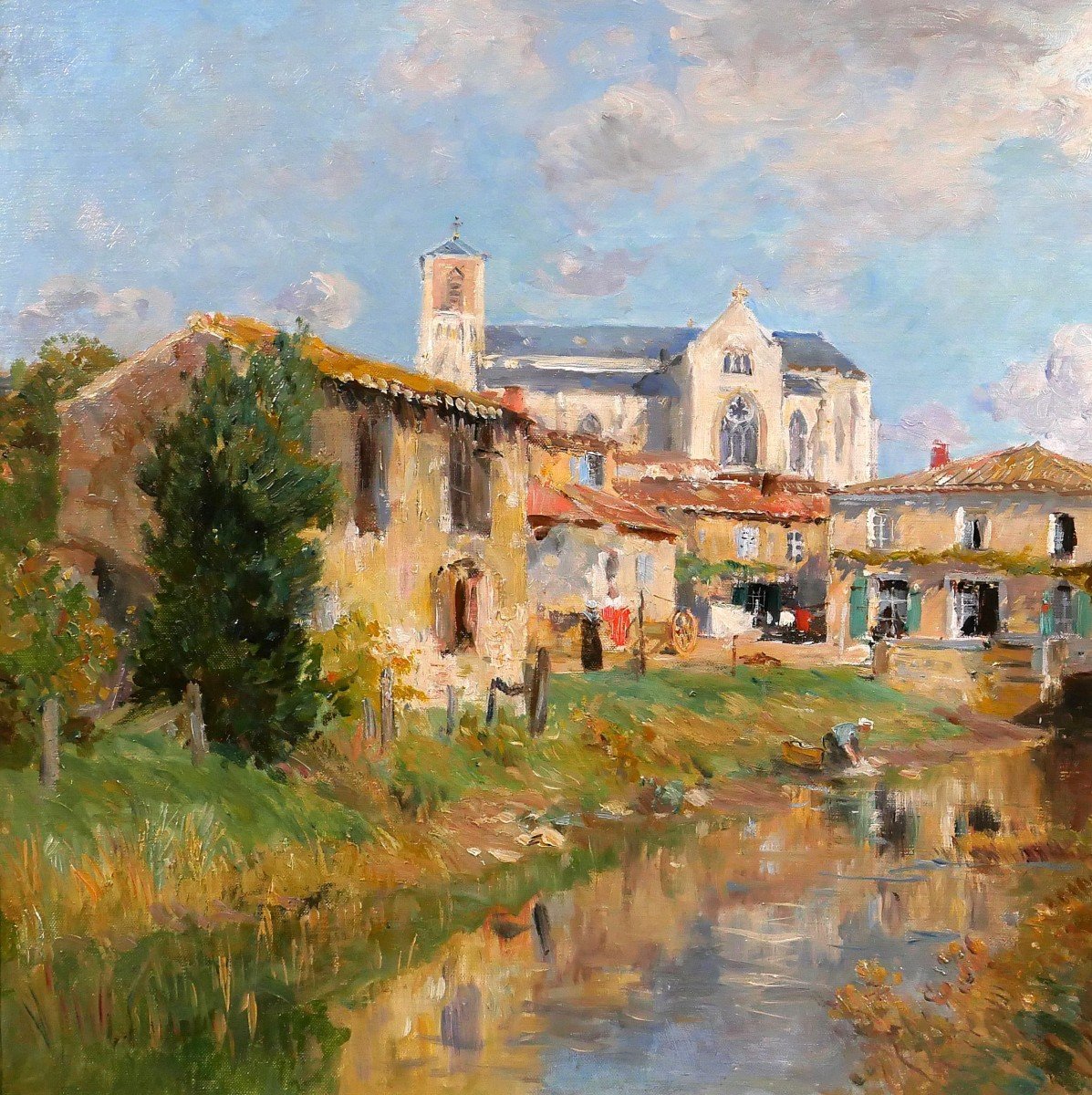 Edmond PETITJEAN 1844-1925 Talmont, Vendée, paysage, tableau, vers 1890, impressionnisme-photo-3