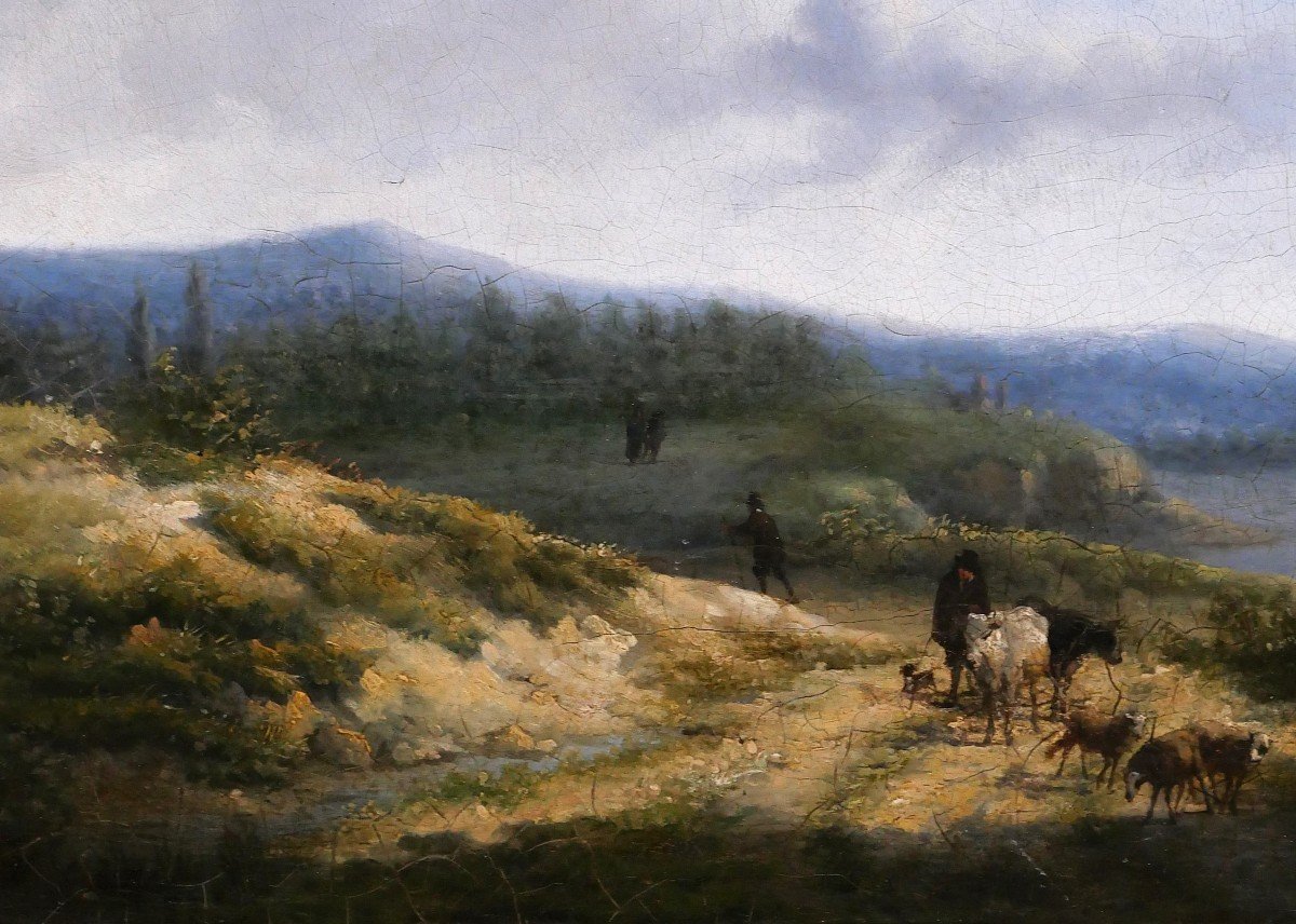 Jean-Baptiste de Jonghe (attr. à) 1785-1844 Paysage aux moutons, tableau, début 19e-photo-4