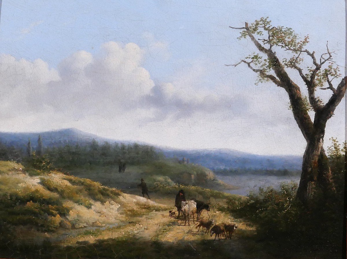 Jean-Baptiste de Jonghe (attr. à) 1785-1844 Paysage aux moutons, tableau, début 19e