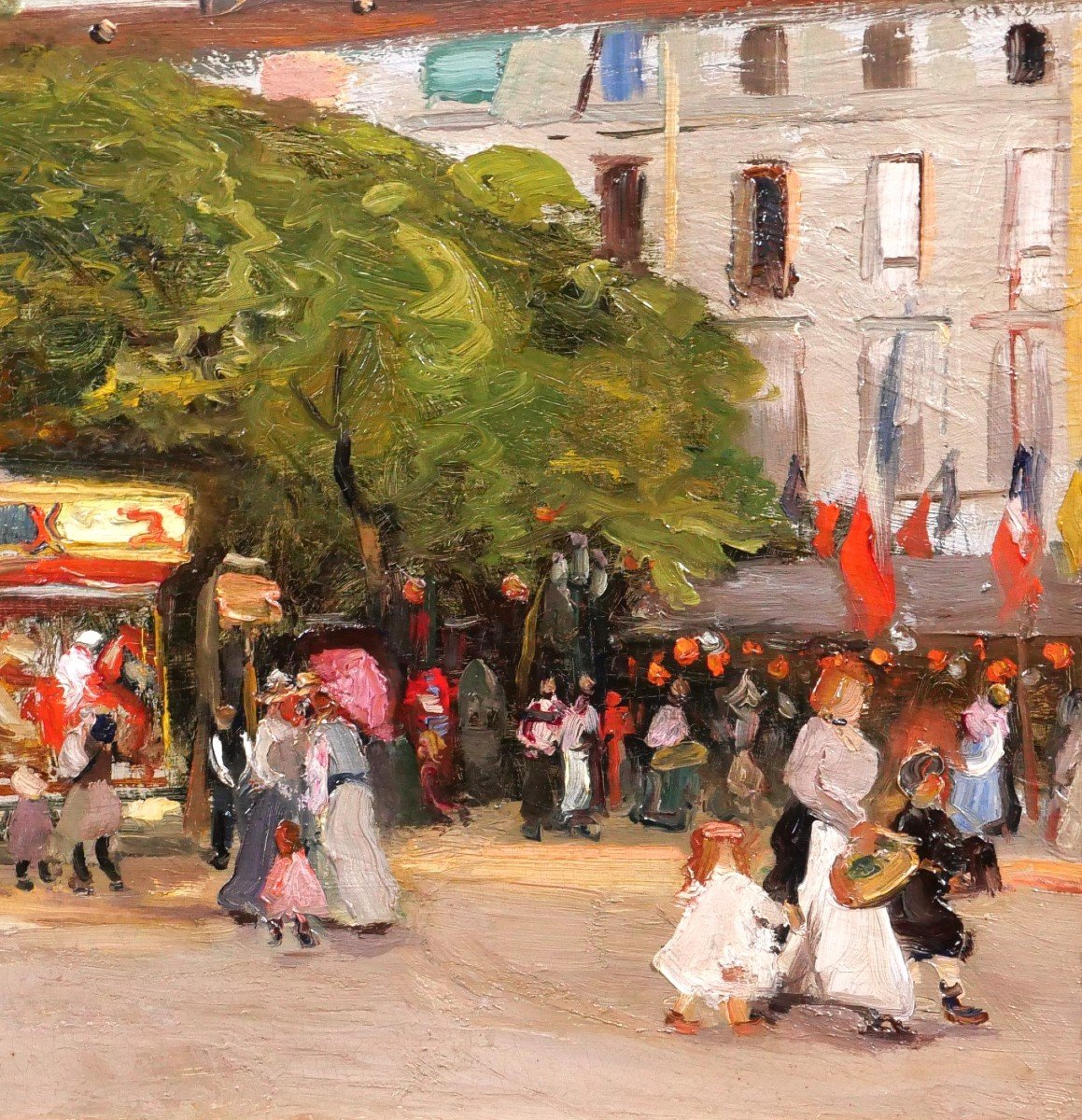 Pierre Léonce FURT 1870-?  Le carrousel tableau, 1904, paysage impressionnisme-photo-4