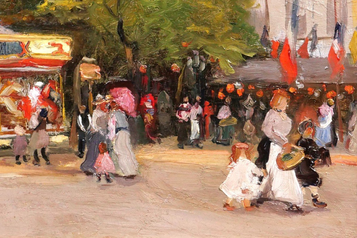 Pierre Léonce FURT 1870-?  Le carrousel tableau, 1904, paysage impressionnisme-photo-3