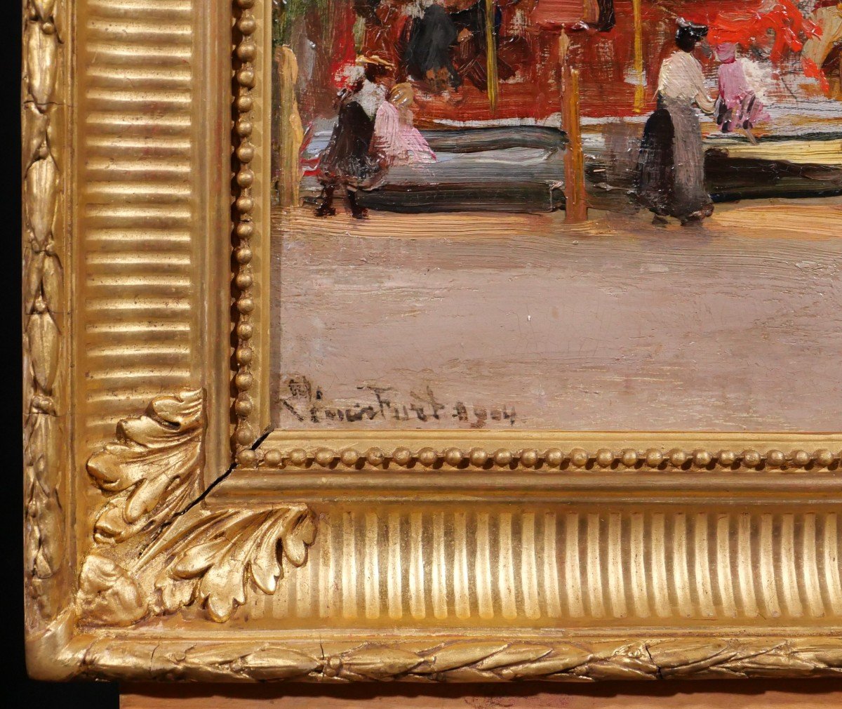 Pierre Léonce FURT 1870-?  Le carrousel tableau, 1904, paysage impressionnisme-photo-5