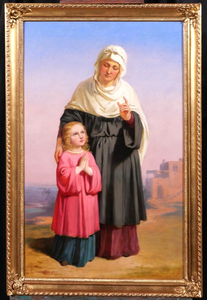 Melchior Paul von Deschwanden 1811-1881 Sainte Anne et la Vierge Marie, tableau religieux, 1873-photo-2