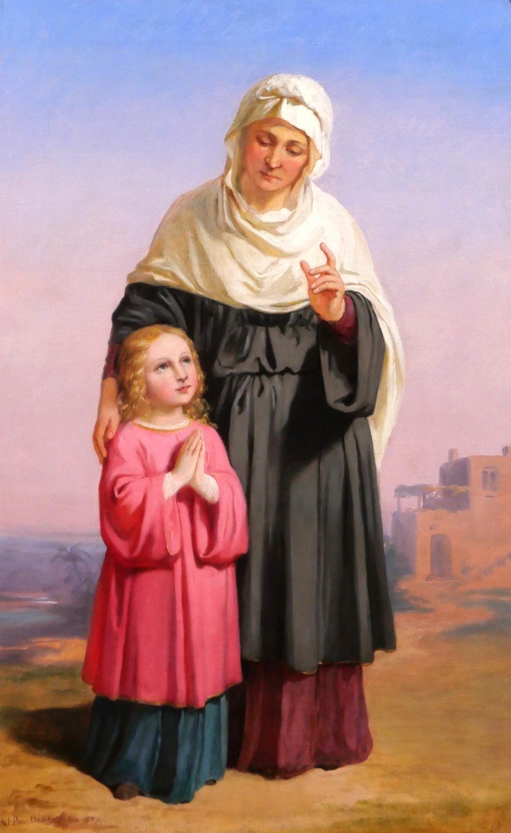 Melchior Paul von Deschwanden 1811-1881 Sainte Anne et la Vierge Marie, tableau religieux, 1873