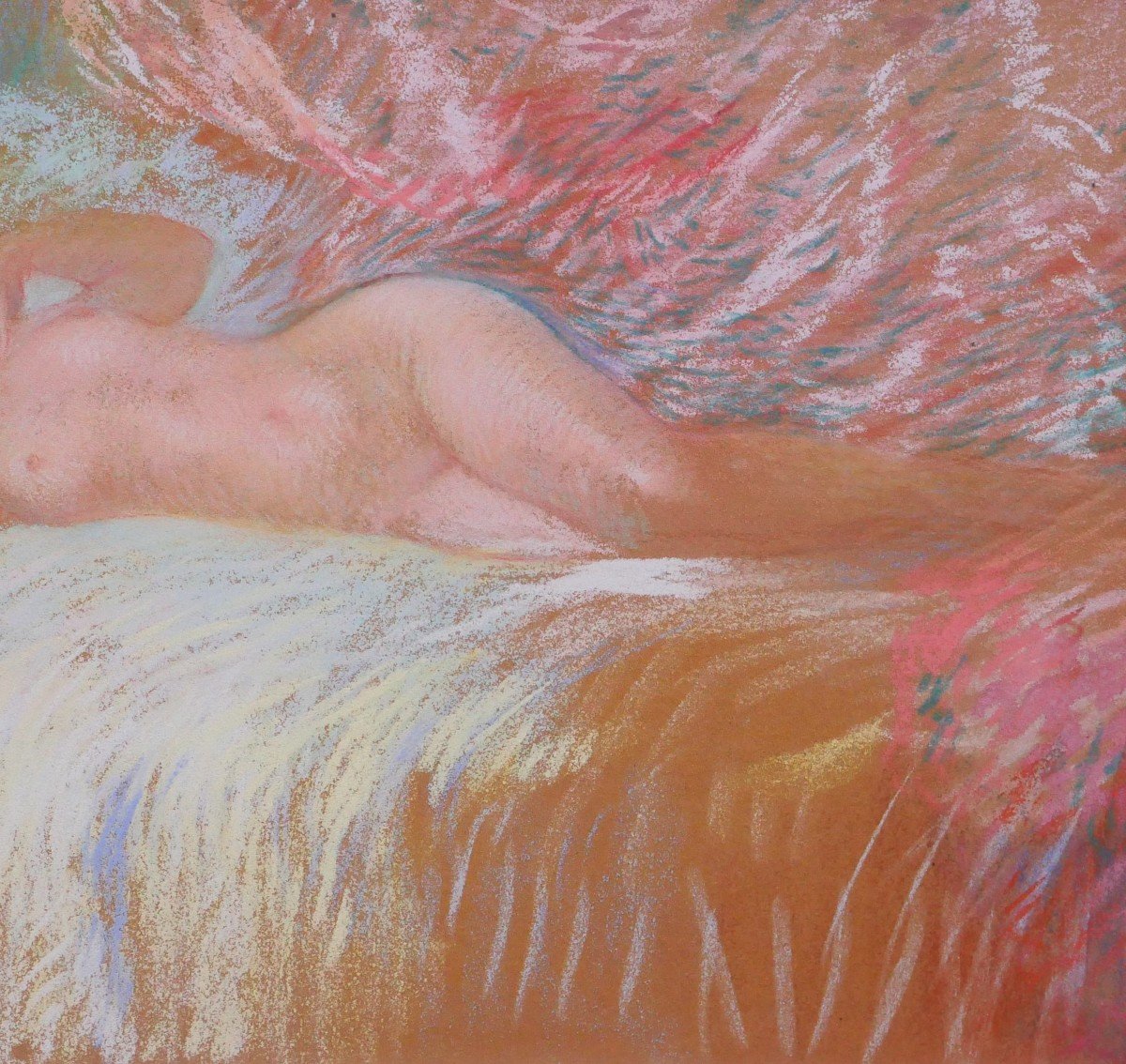 Henri Le Riche 1868-1944 Nude Woman, Pastel, Art Nouveau, Impressionism-photo-4