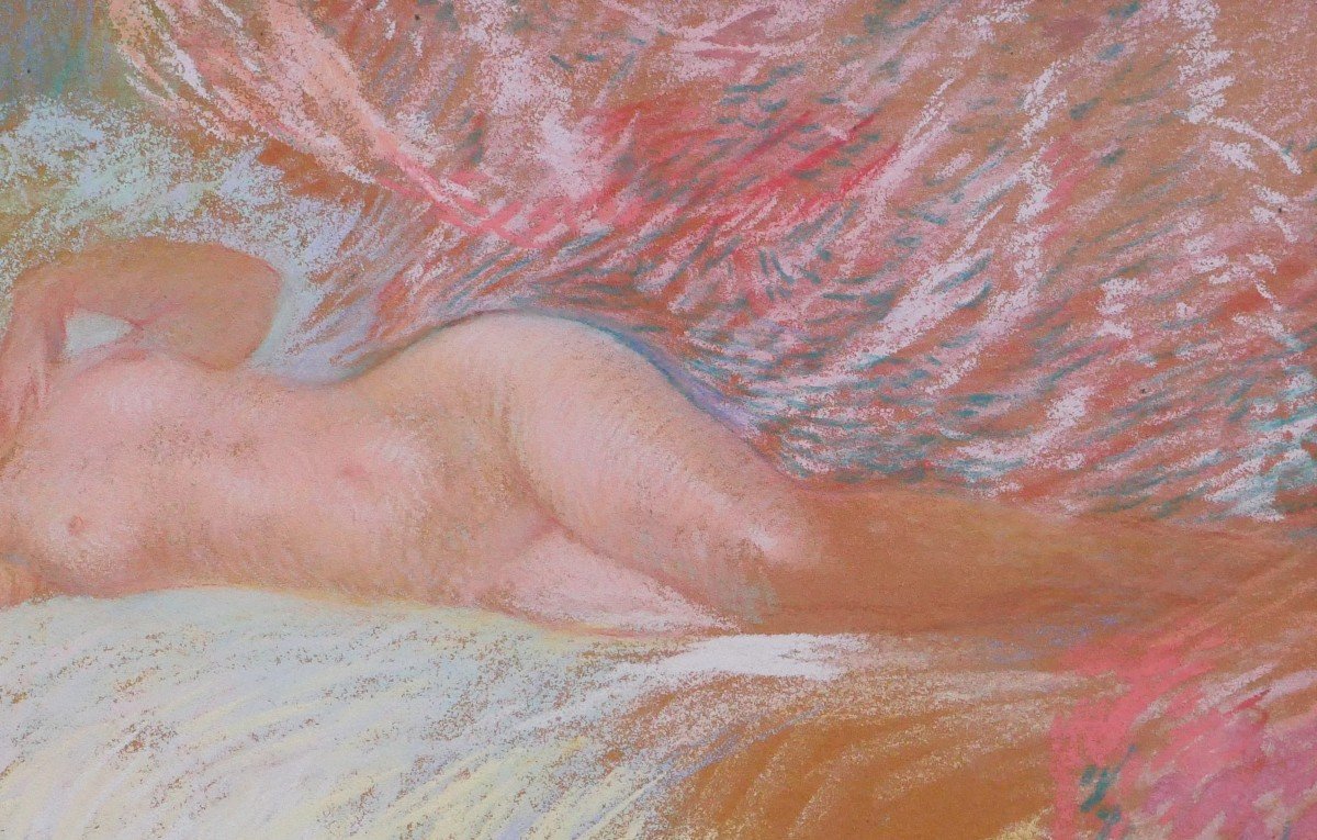 Henri Le Riche 1868-1944 Nude Woman, Pastel, Art Nouveau, Impressionism-photo-2