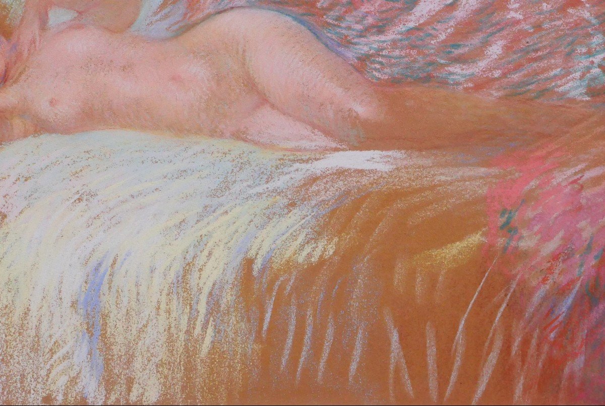 Henri Le Riche 1868-1944 Nude Woman, Pastel, Art Nouveau, Impressionism-photo-3