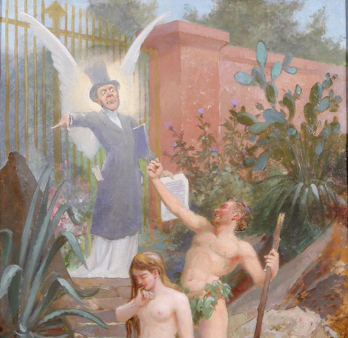 B. Moloch 1849-1909 Adam And Eve Chased From Paradise, Painting, 1892, Caricature, Colomb-photo-3