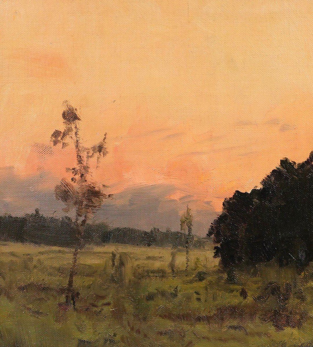 Joseph François 1851-1940 Sunset, Landscape, Painting, Impressionism, Belgium-photo-3