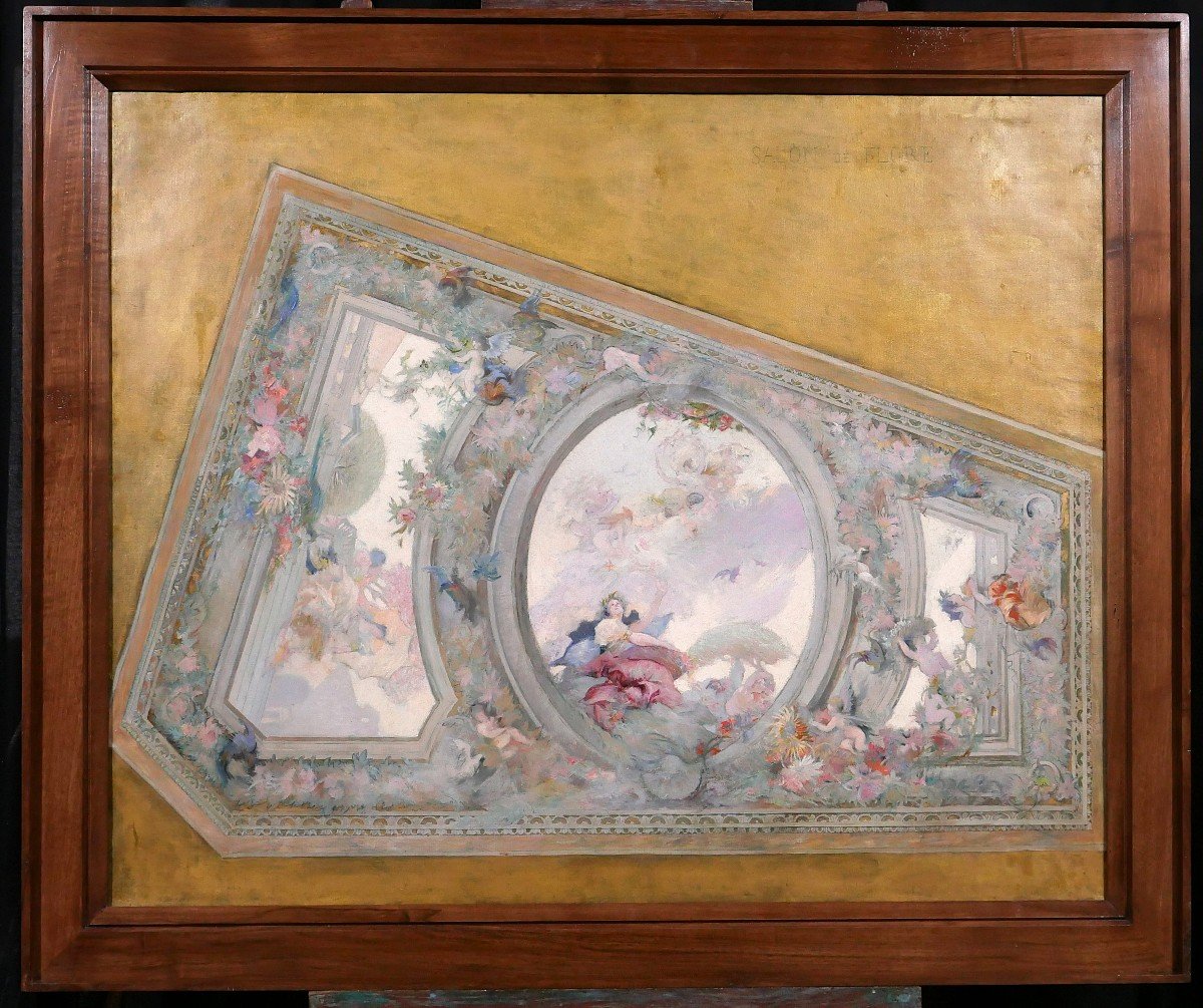 Ecole française vers 1890-1900, Etude de plafond pour le Salon de Flore, tableau-photo-2