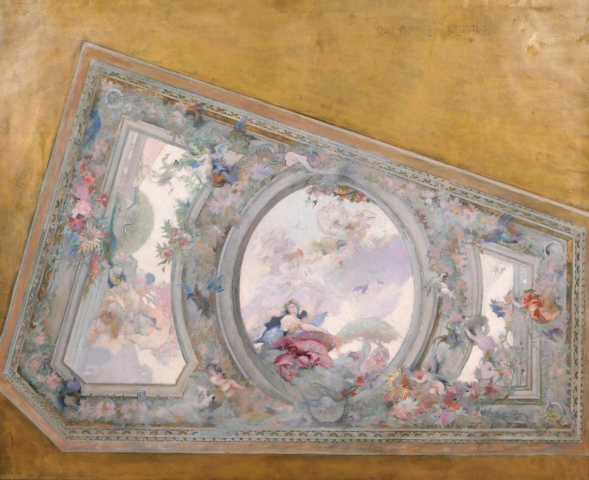 Ecole française vers 1890-1900, Etude de plafond pour le Salon de Flore, tableau-photo-3