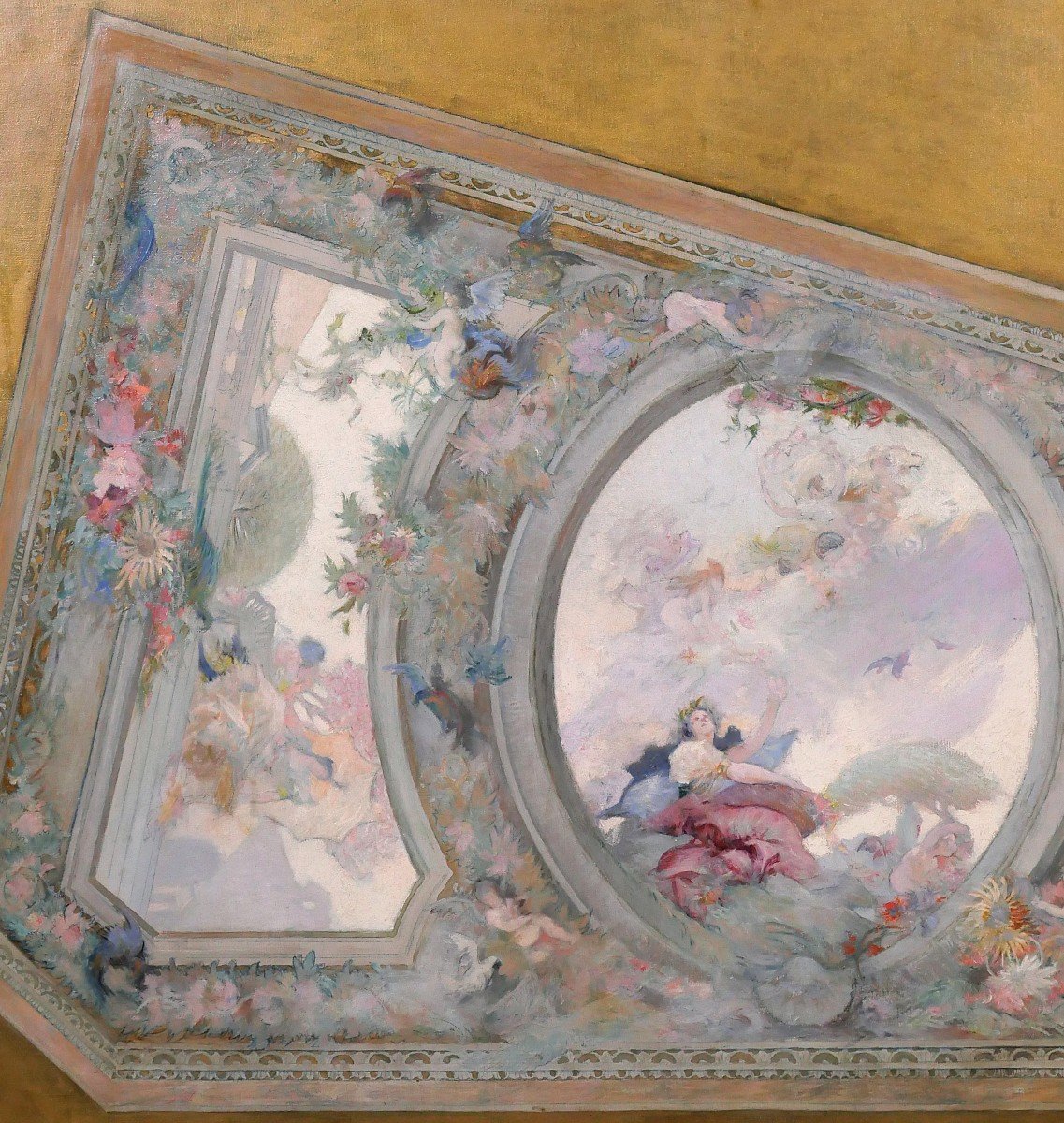 Ecole française vers 1890-1900, Etude de plafond pour le Salon de Flore, tableau-photo-1