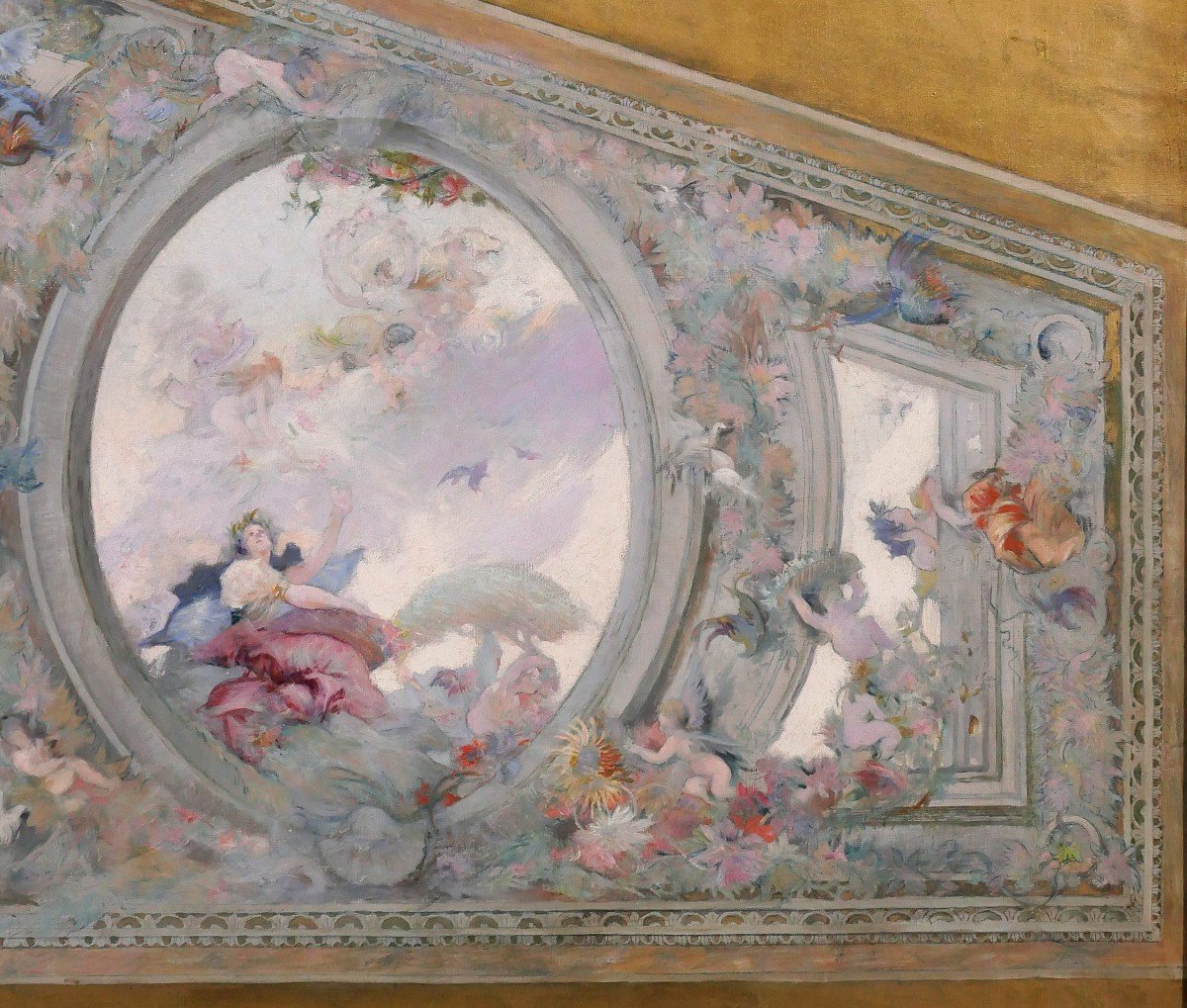 Ecole française vers 1890-1900, Etude de plafond pour le Salon de Flore, tableau-photo-3