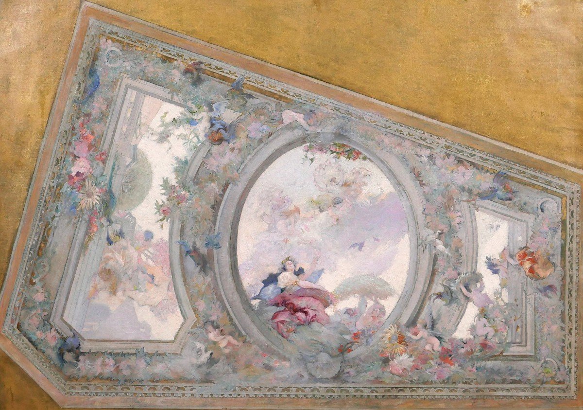 Ecole française vers 1890-1900, Etude de plafond pour le Salon de Flore, tableau