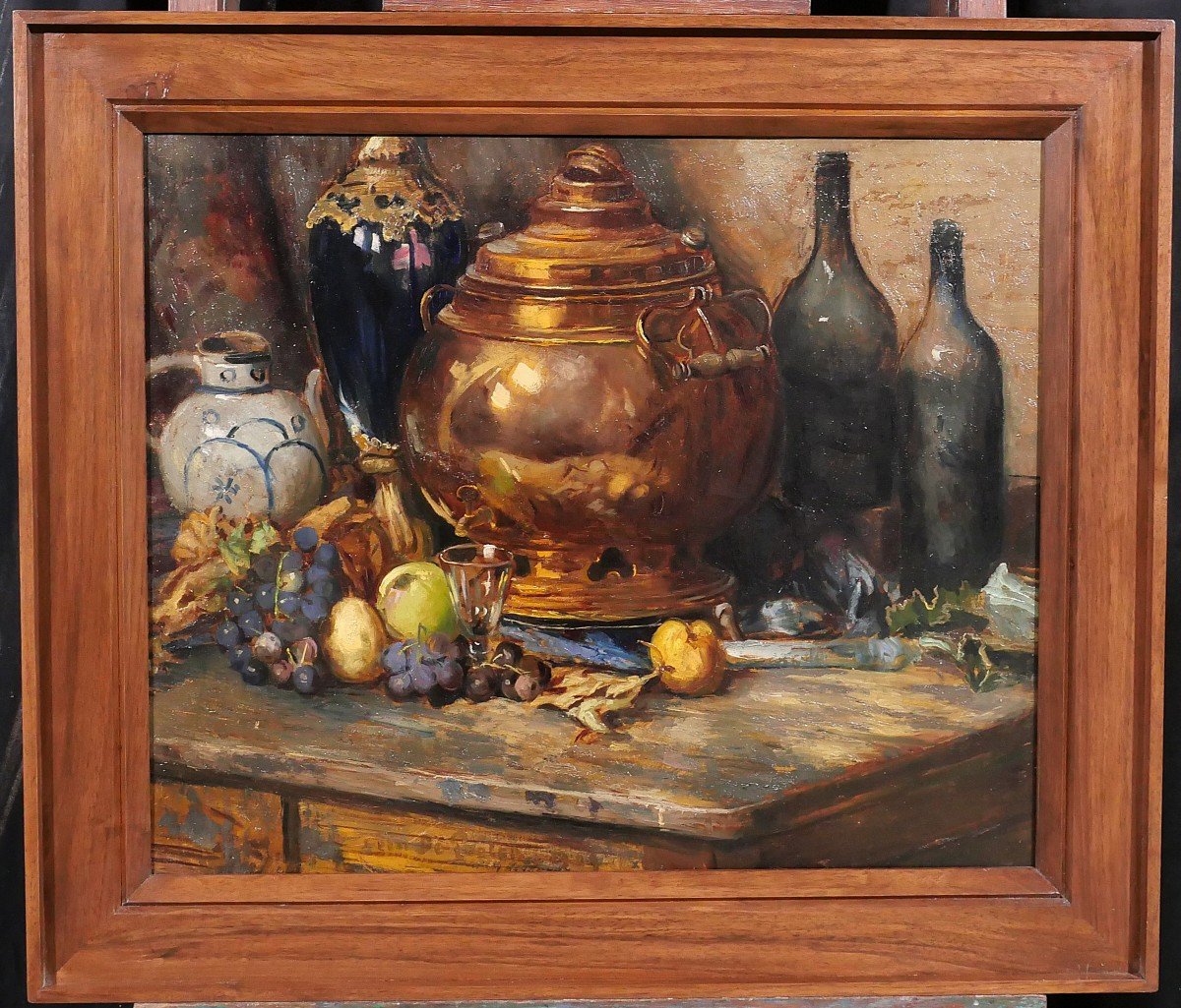 Bernard de Pooter 1883-1970 Nature morte aux fruits et aux objets, tableau, 1929, Belgique-photo-2