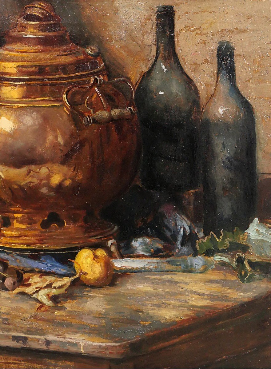 Bernard de Pooter 1883-1970 Nature morte aux fruits et aux objets, tableau, 1929, Belgique-photo-4