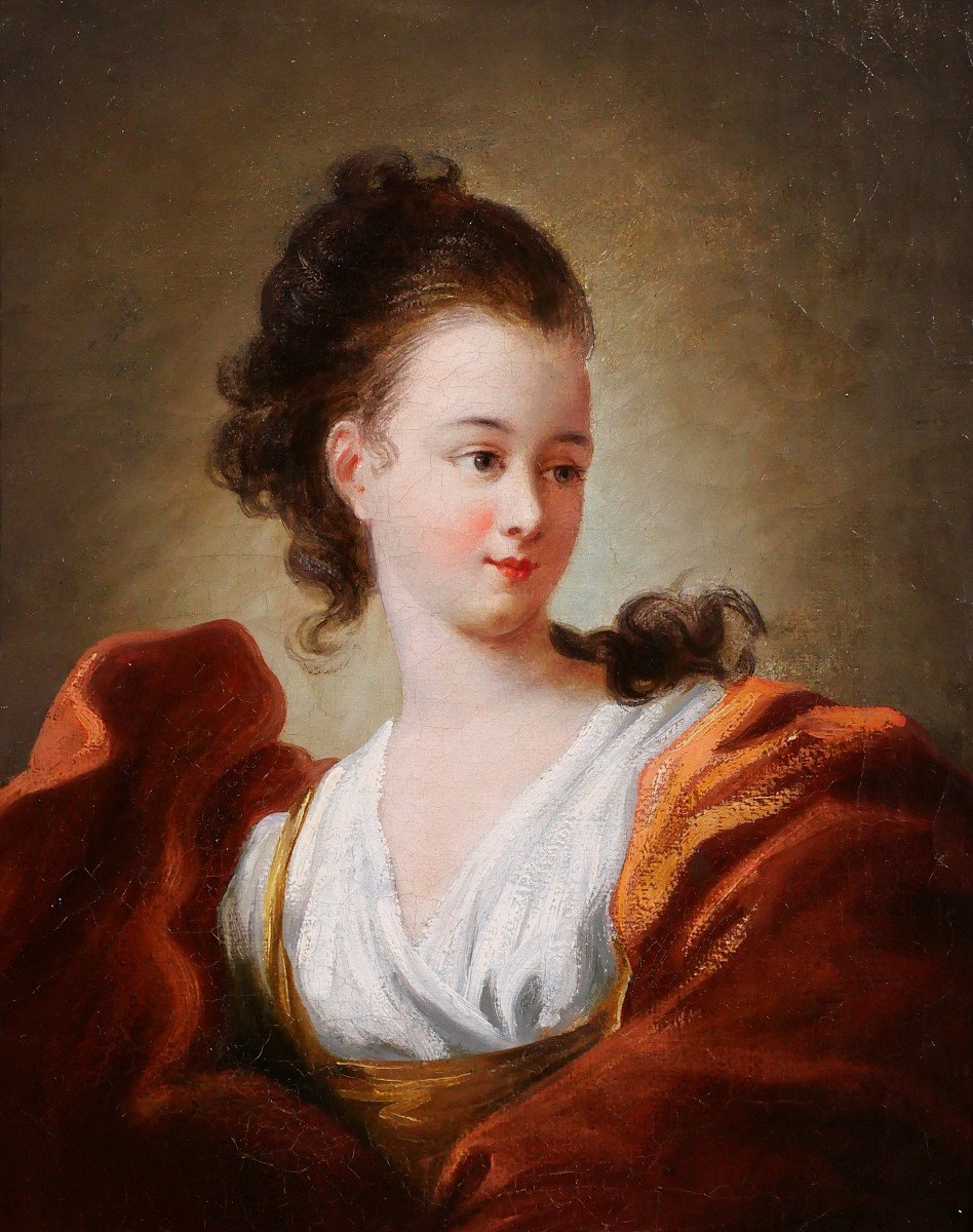 Jean-Honoré Fragonard (suiveur de) 1732-1806 Portrait de femme, tableau, début 19e