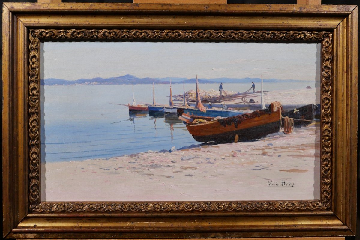 Louis Haas 1870-1923 Saint-tropez, Boat, Landscape, Provence, Impressionism, Circa 1910-photo-2