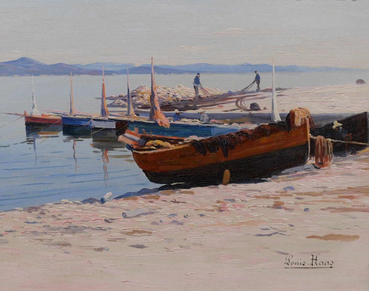 Louis Haas 1870-1923 Saint-tropez, Boat, Landscape, Provence, Impressionism, Circa 1910-photo-4