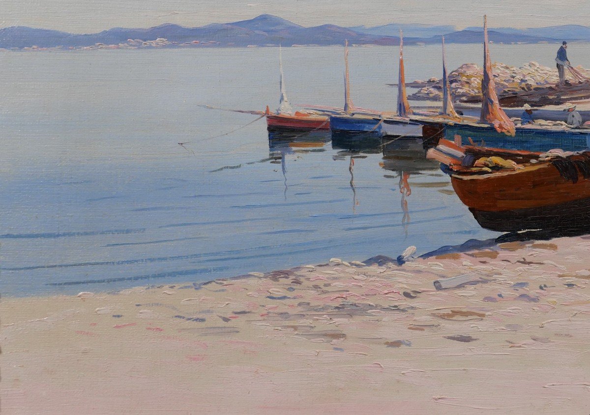 Louis Haas 1870-1923 Saint-tropez, Boat, Landscape, Provence, Impressionism, Circa 1910-photo-4