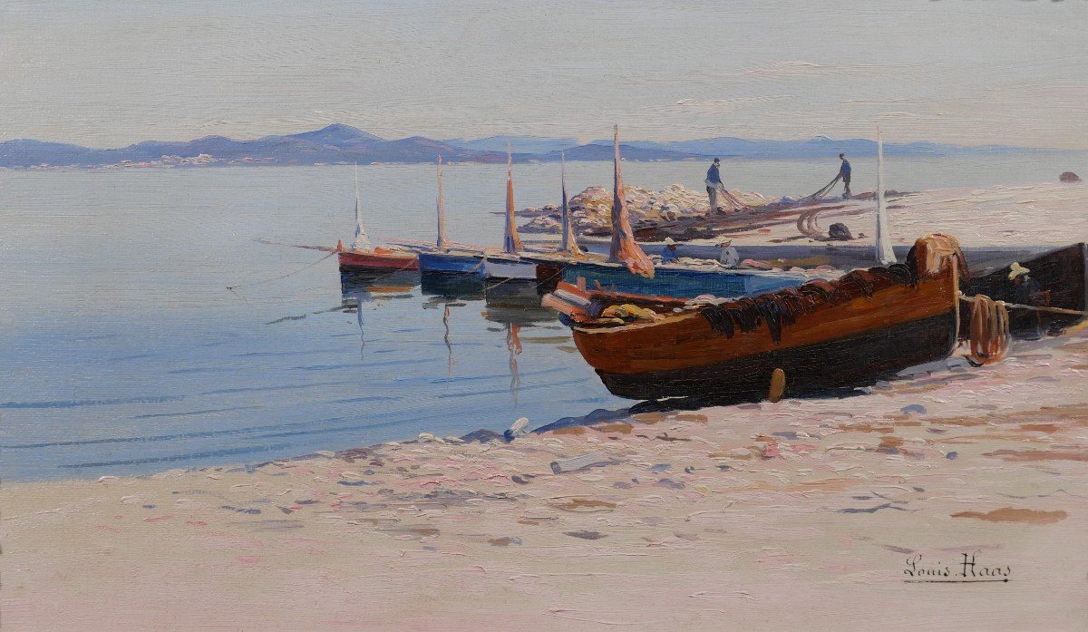 Louis Haas 1870-1923 Saint-tropez, Boat, Landscape, Provence, Impressionism, Circa 1910