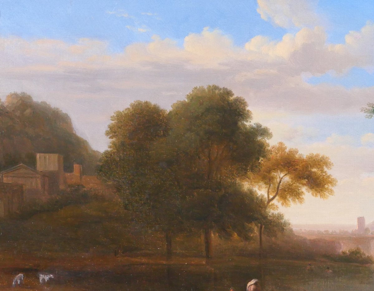 Pierre-Henri de Valenciennes (att. à) 1750-1819 Paysage d'Italie aux baigneurs, tableau-photo-1