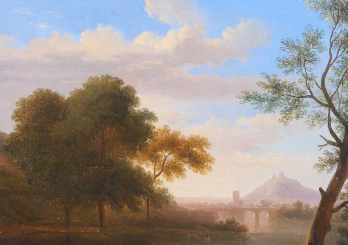 Pierre-Henri de Valenciennes (att. à) 1750-1819 Paysage d'Italie aux baigneurs, tableau-photo-2