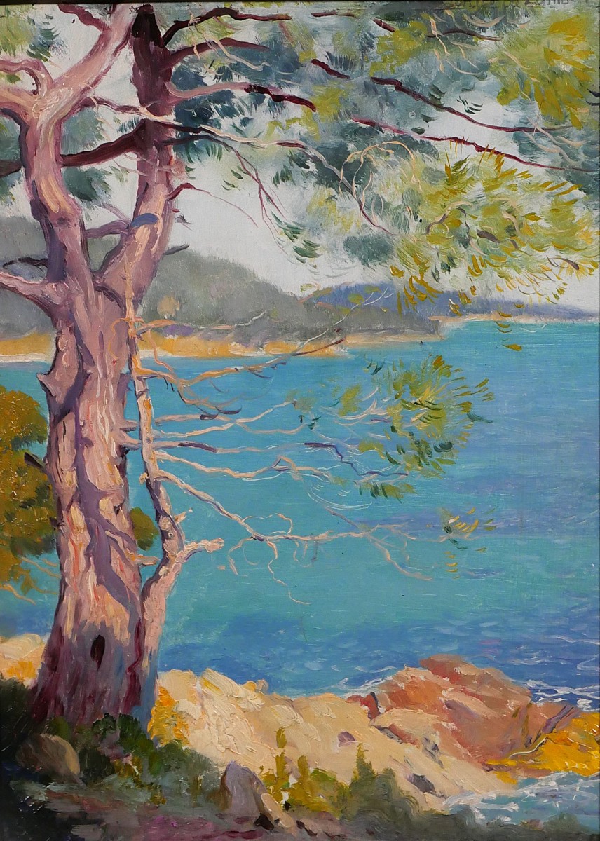 Maurice De Lambert 1873-1953 French Riviera, Landscape, Painting, Circa 1920, Provence, Sea, Antibes