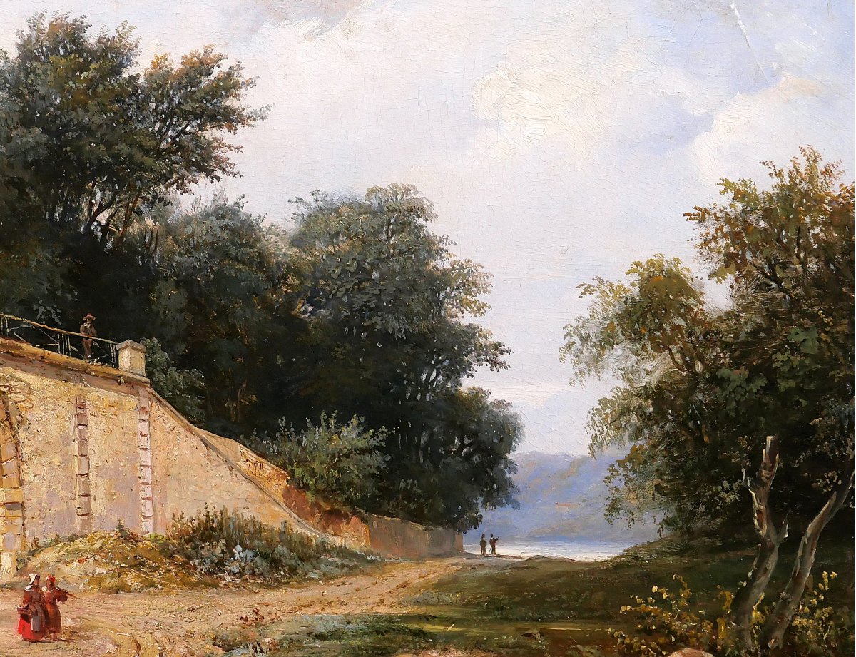 Christian BRUNE 1793-1849 Paysage au pont, tableau vers 1820-30 romantisme Bertin-photo-2