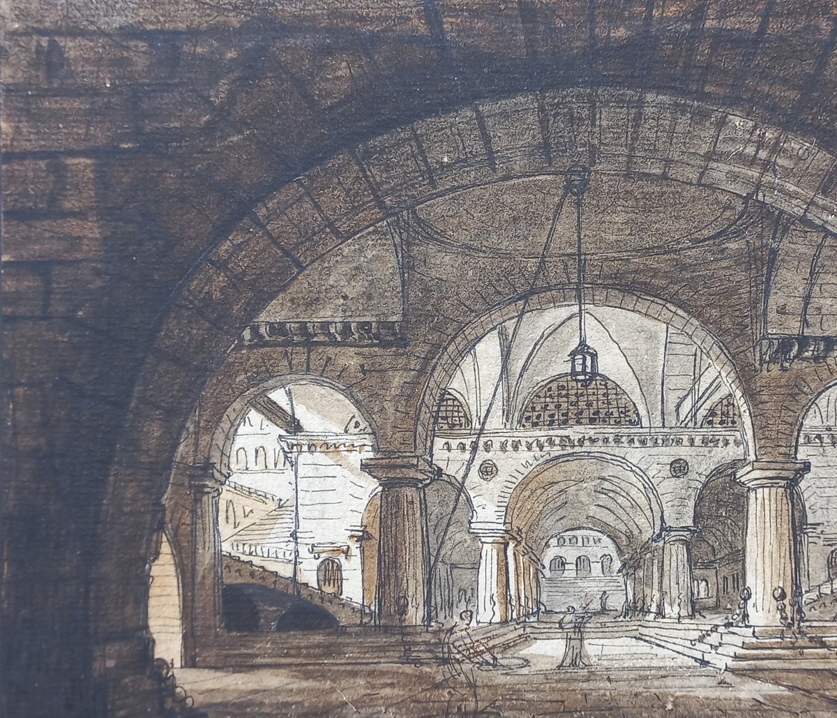 Jean-baptiste Coste 1746-1819 Imaginary Architecture, Drawing, Circa 1780, Neoclassical, Landscape-photo-1