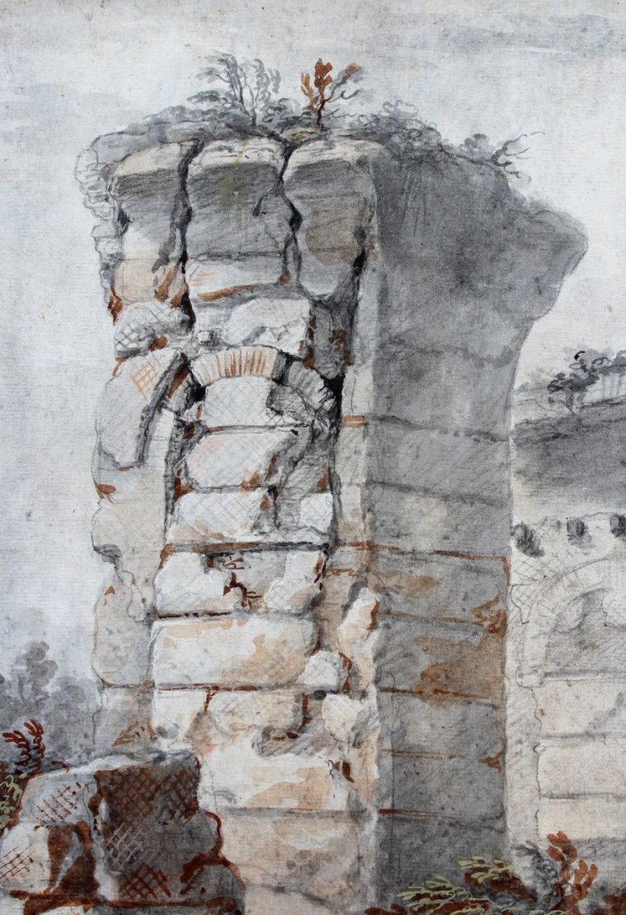 Charles Louis Clerisseau 1721-1820 Antic Ruin, Drawing-photo-2