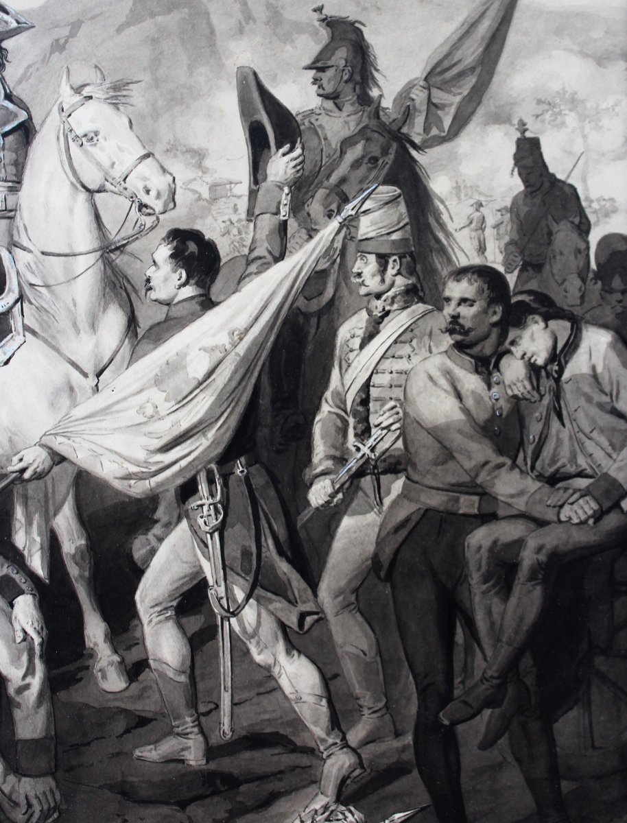 François Mes, The General Massena And His Soldiers, Drawing, Late 19th Century-photo-3