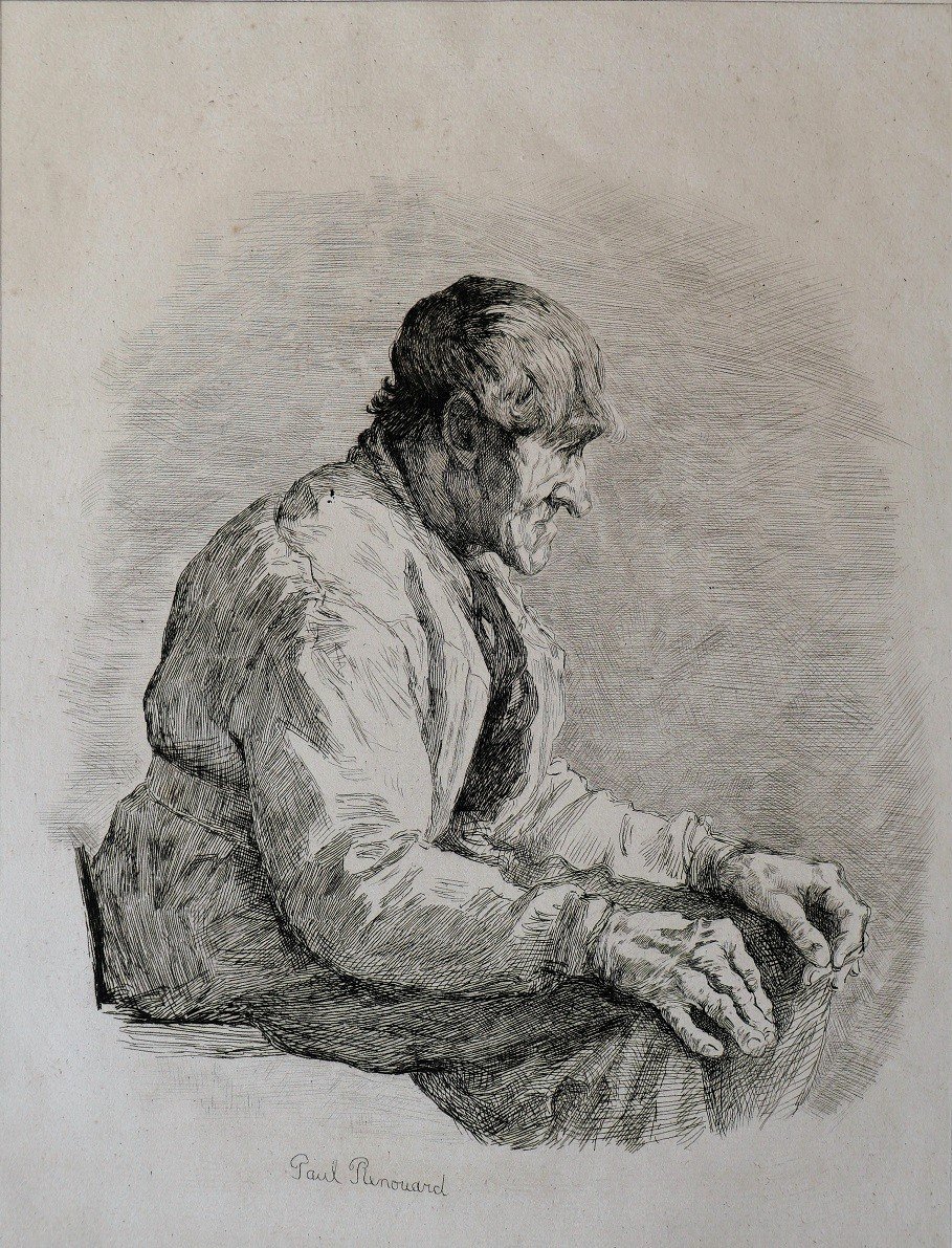 Paul Renouard (1845-1924) The Carpenter, Engraving, Circa 1895