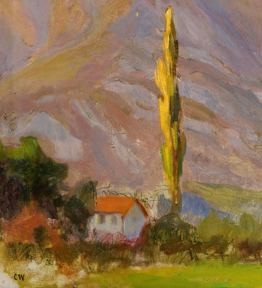 Charles WISLIN (1852-1932) Paysage d'Argelès-Gazost (Pyrénées), tableau, 1919-photo-4