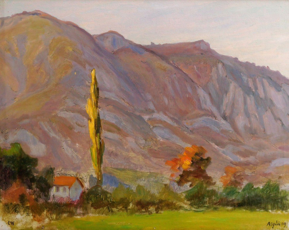 Charles WISLIN (1852-1932) Paysage d'Argelès-Gazost (Pyrénées), tableau, 1919