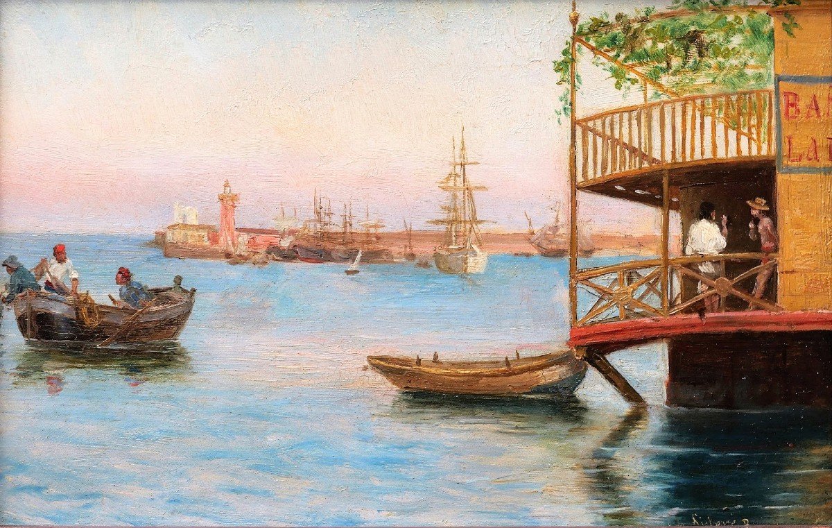 Antonio De Sistere De Hernandez, Spain, Port Of Barcelona, Painting, C. 1880-90