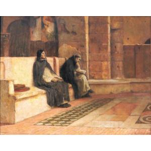 Gustave Larée 1867-1940 Monks In Meditation, Large Painting, 1907