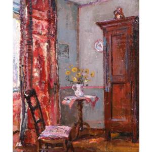 Suzanne MINIER, 1884-1955, Intérieur à la chaise, tableau, vers 1910