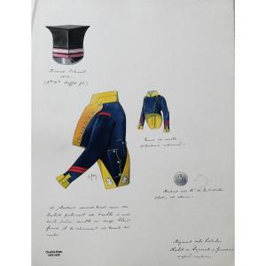 Charles Brun 1825-1908 Uniforme de Caporal de Grenadiers, Vistule, Dessin, Napoléon, Empire