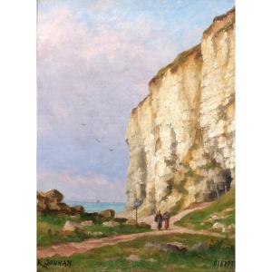 René JOUHAN 1835-1927 Paysage de Dieppe (Normandie), tableau, vers 1890-1900