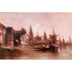 Eugène Deshayes 1828-1891 Orientalist Landscape, Painting, Circa 1850-60